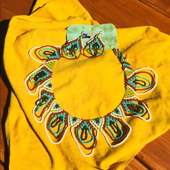 Jewelry - Gift Handmade Beaded Choker Necklace Earrings Brand new. Stunning workmanship.